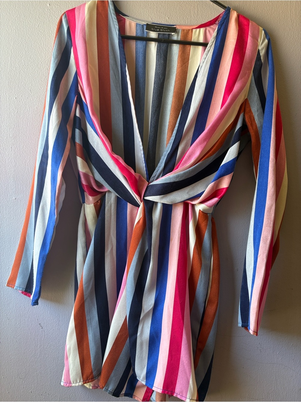 Striped Multicolor Tie-Front Mini Dress - Women